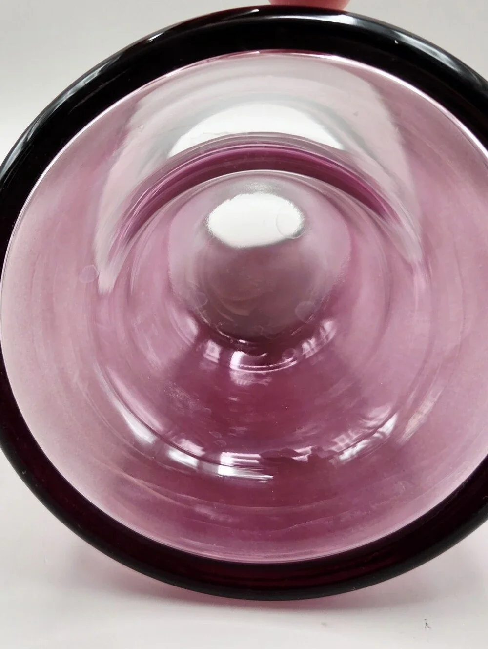 Purplish Pink Glass Vase with a Dome in the Inside Bottom